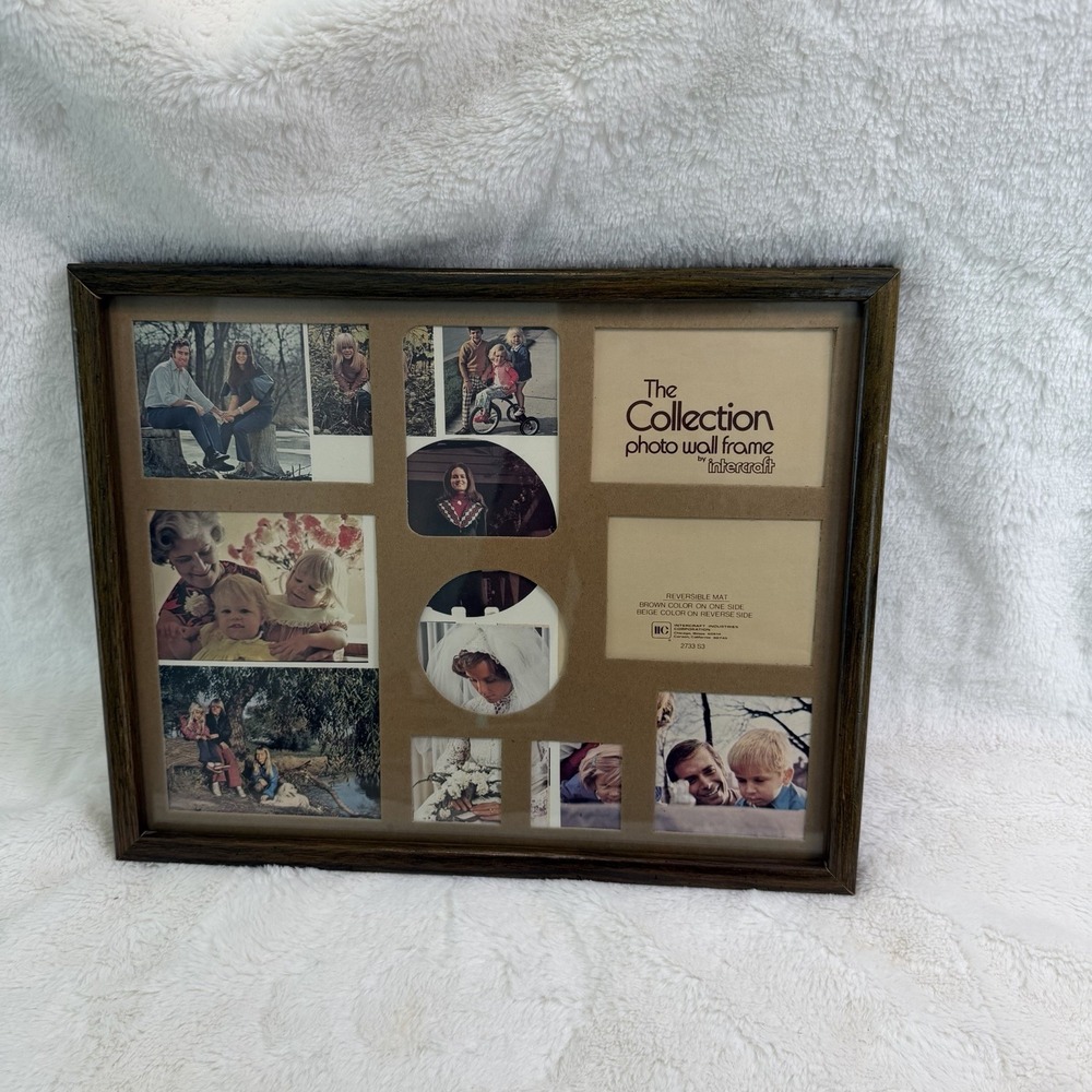 Vintage NEW 80s Collage Picture Frame Intercraft Multi Photo Wooden 10 Openings